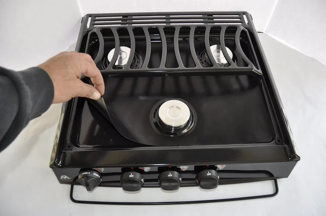 SWMP200K – STOVE WRAP Stove Top And Oven Protector, For RV/ Boat And Camping Stove Black Cut To Fit Teflon Coated Fib...
